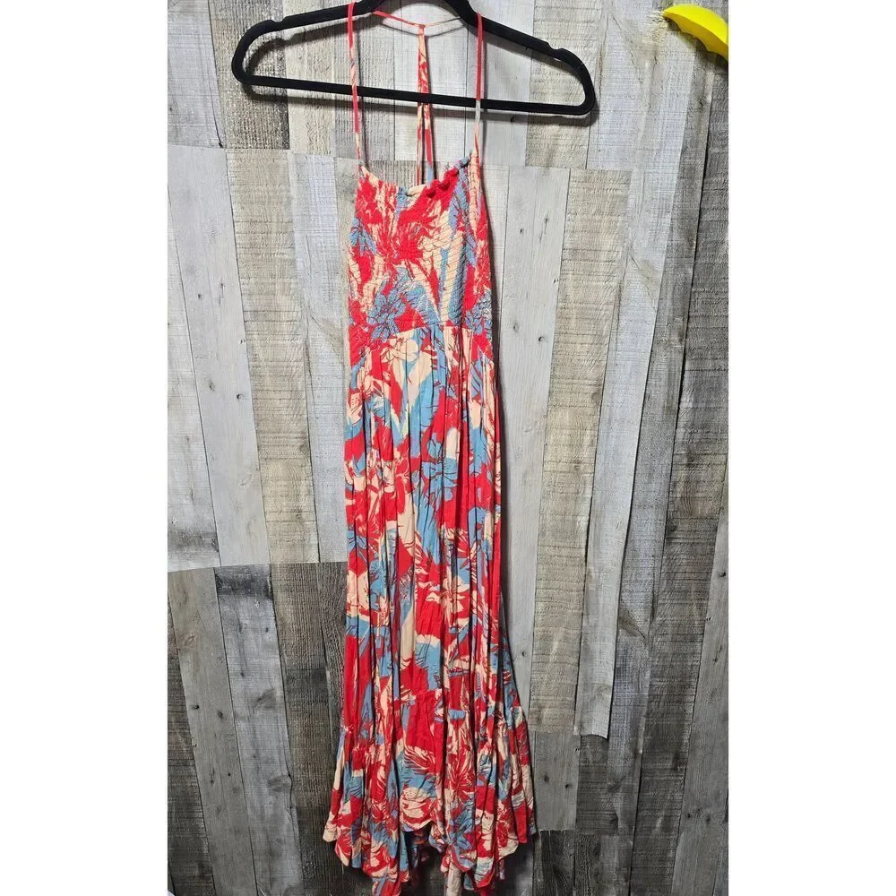 Intimately Free People Heat Wave Tropical Print Smocked Maxi Dress Size XS